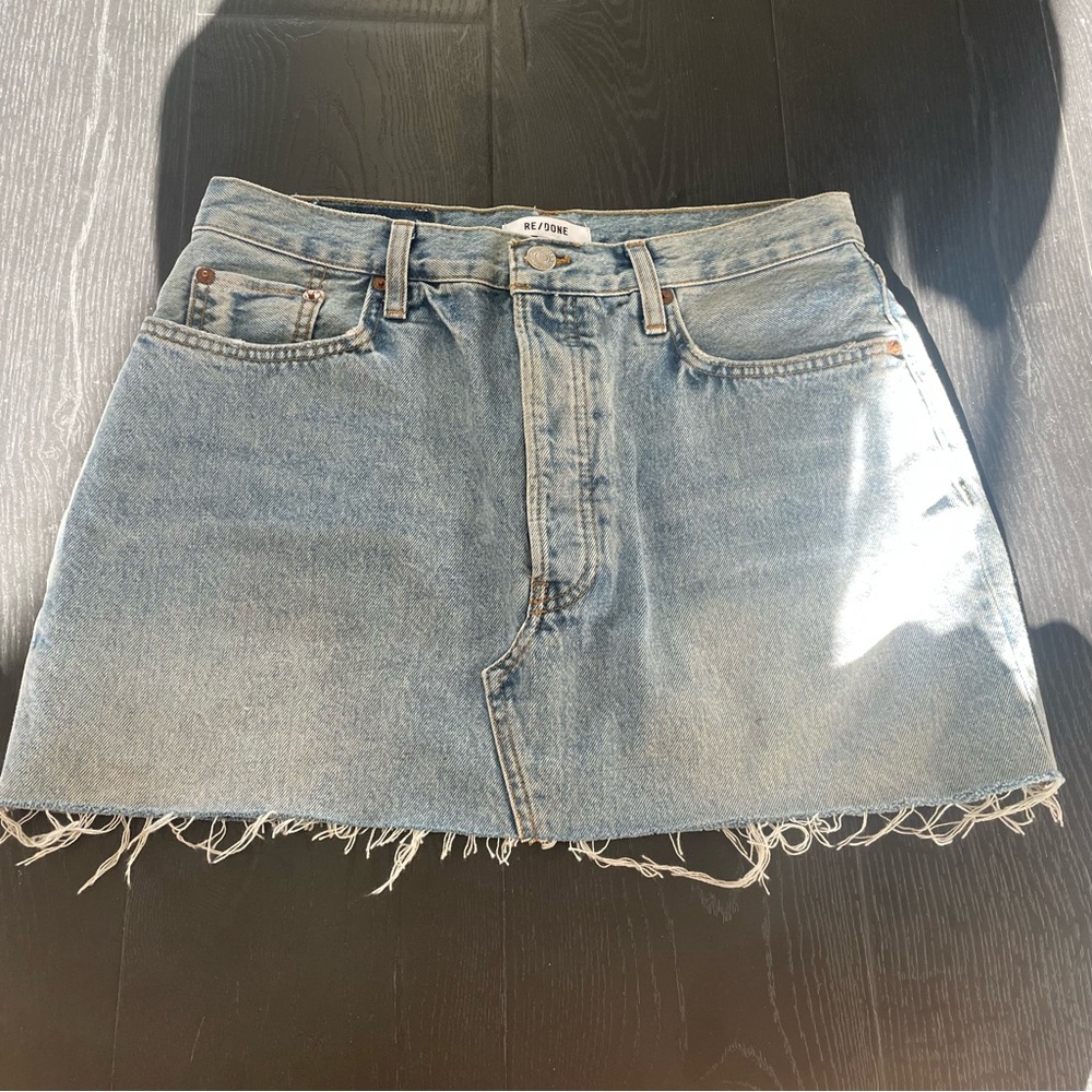 Re/Done Blue Denim Mini Skirt